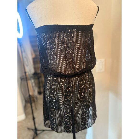 BECCA Women's Black Smocked Waist Cover up Dress Size small 2-6 - Picture 2 of 3